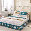 Printed cotton king size bed skirts set home